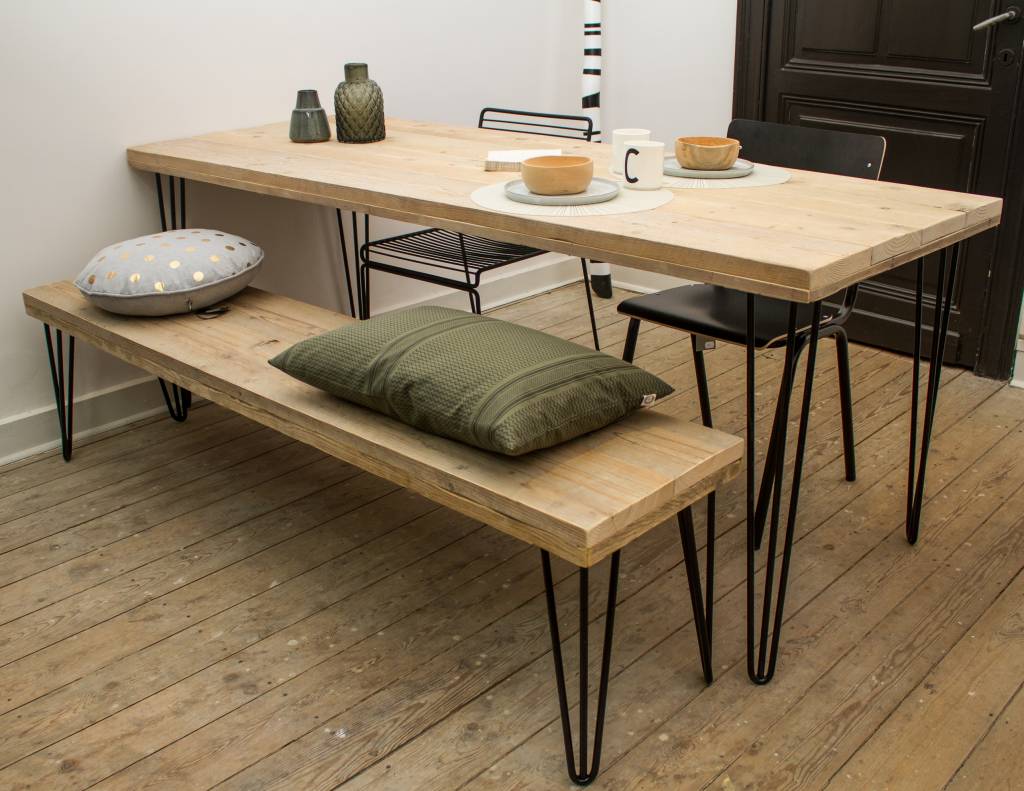 Nieuw Har industriële tafel steigerhout/hairpin poot - PURE Wood Design HM-05