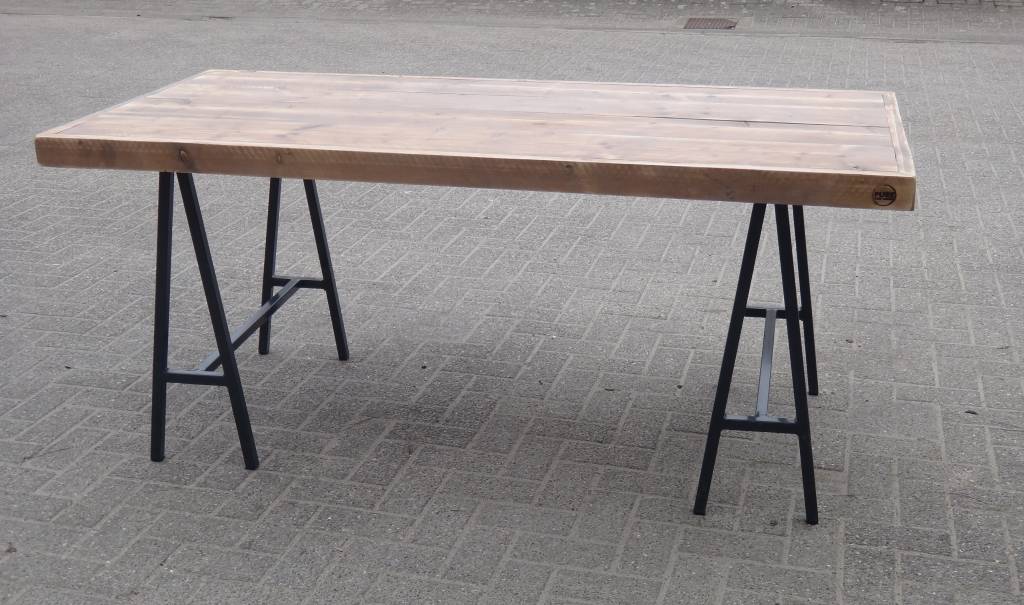 Verbazingwekkend Lystrup industriele tafel steigerhout/schragen - PURE Wood Design UE-14