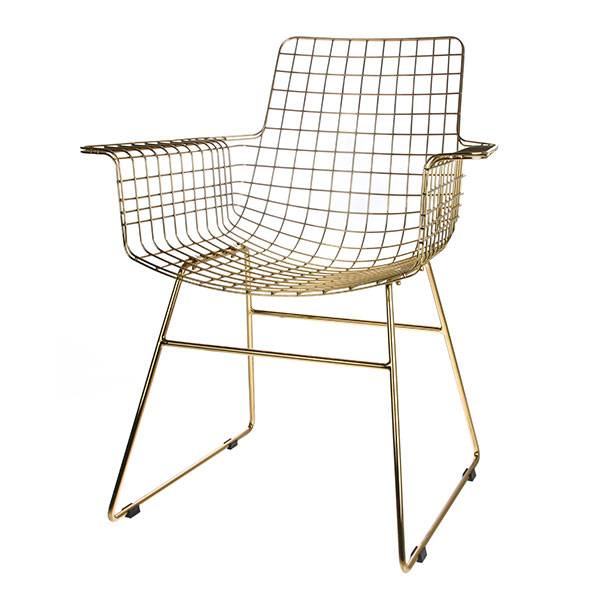 Voorbeeld beweeglijkheid Zenuw HK Living - Metalen draadstoel met armleuningen - PURE Wood Design