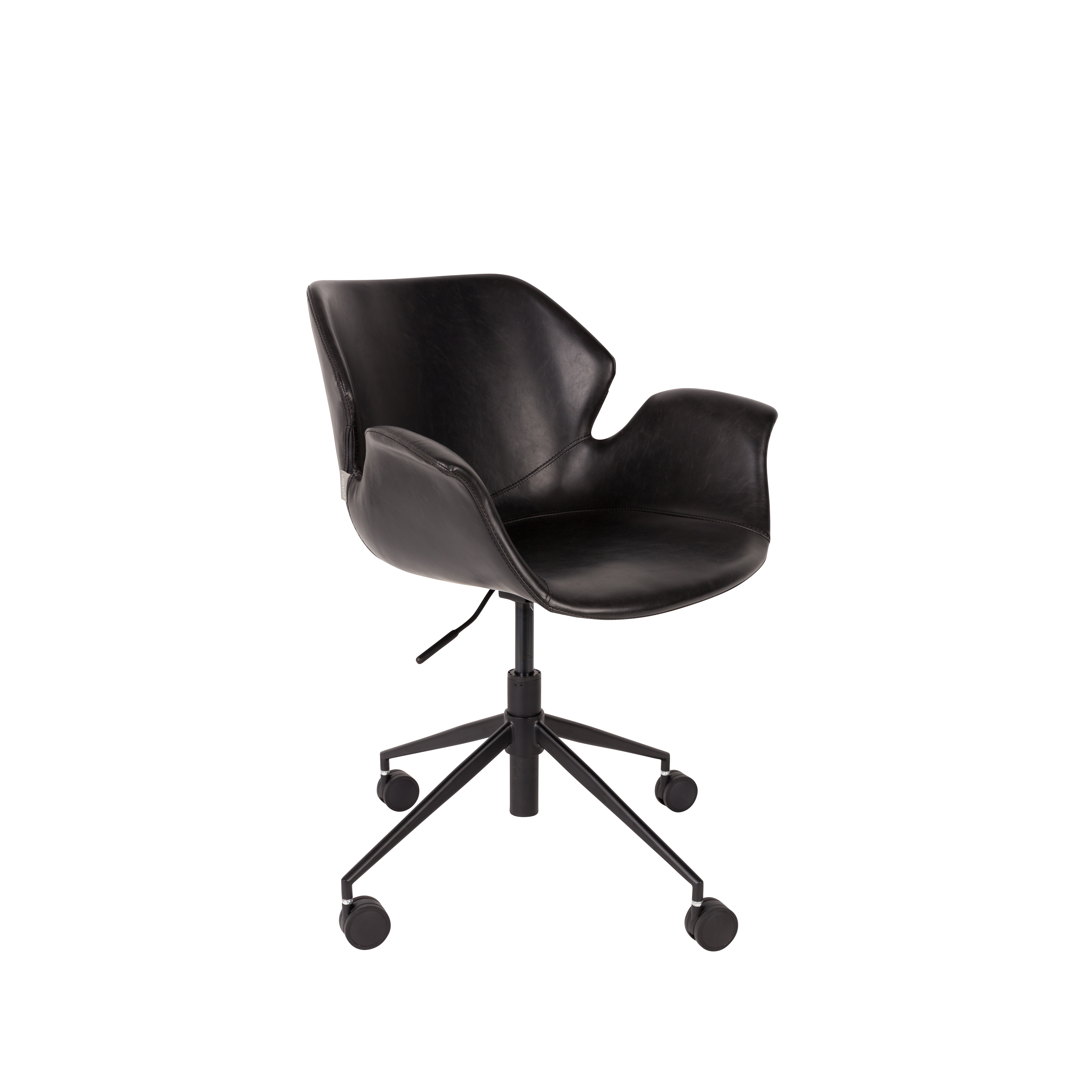 Chaise de Bureau Design Nikki Zuiver Fauteuil Réglable Marron en Cuir PU  77x77x90cm