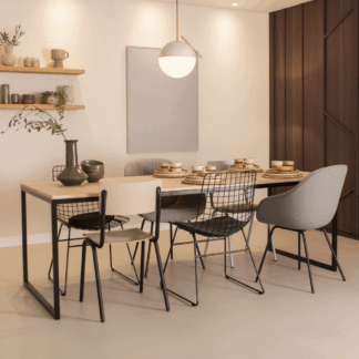 Alesund eiken eettafel met stalen frame