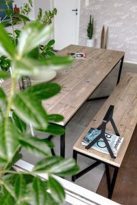 Farstad industriele tafel steigerhout/stalen frame